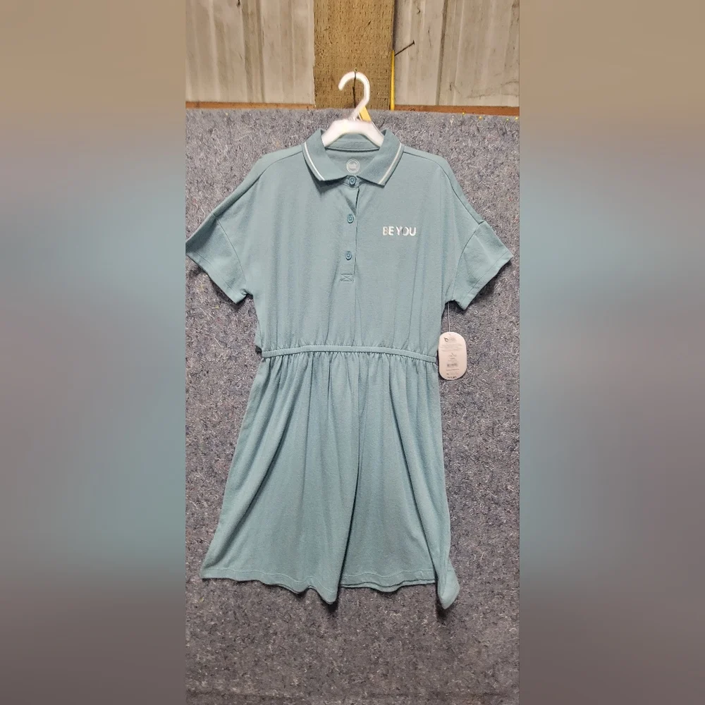 Wonder‎ Nation Girl's Vent Back Romper Dress Teal Silk Size L (10-12)